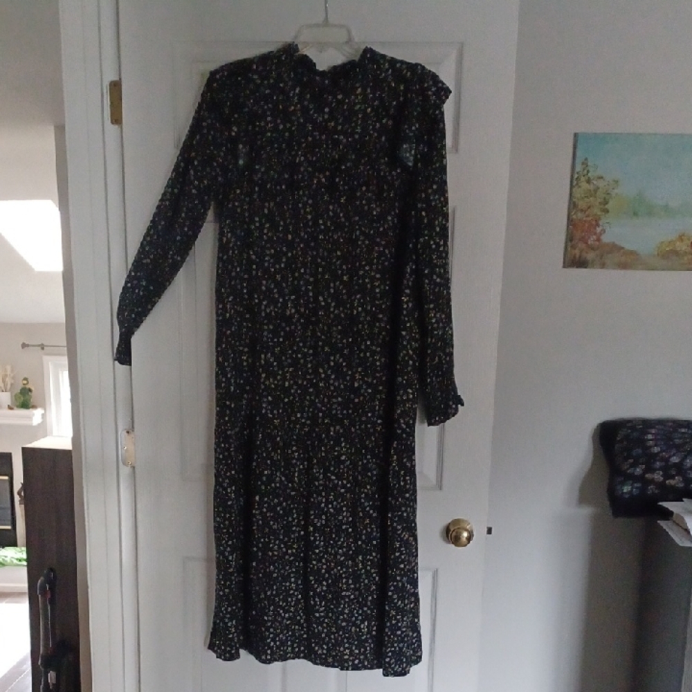 Elegant Black Floral Women's Dress
